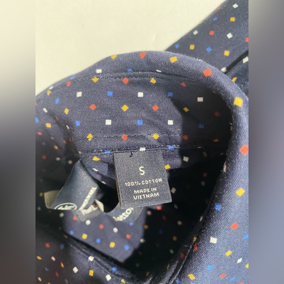 NEW-Size S Mens Hart Schaffner Marx Long Sleeve Button Down Shirt Cotton Navy - Picture 10 of 10